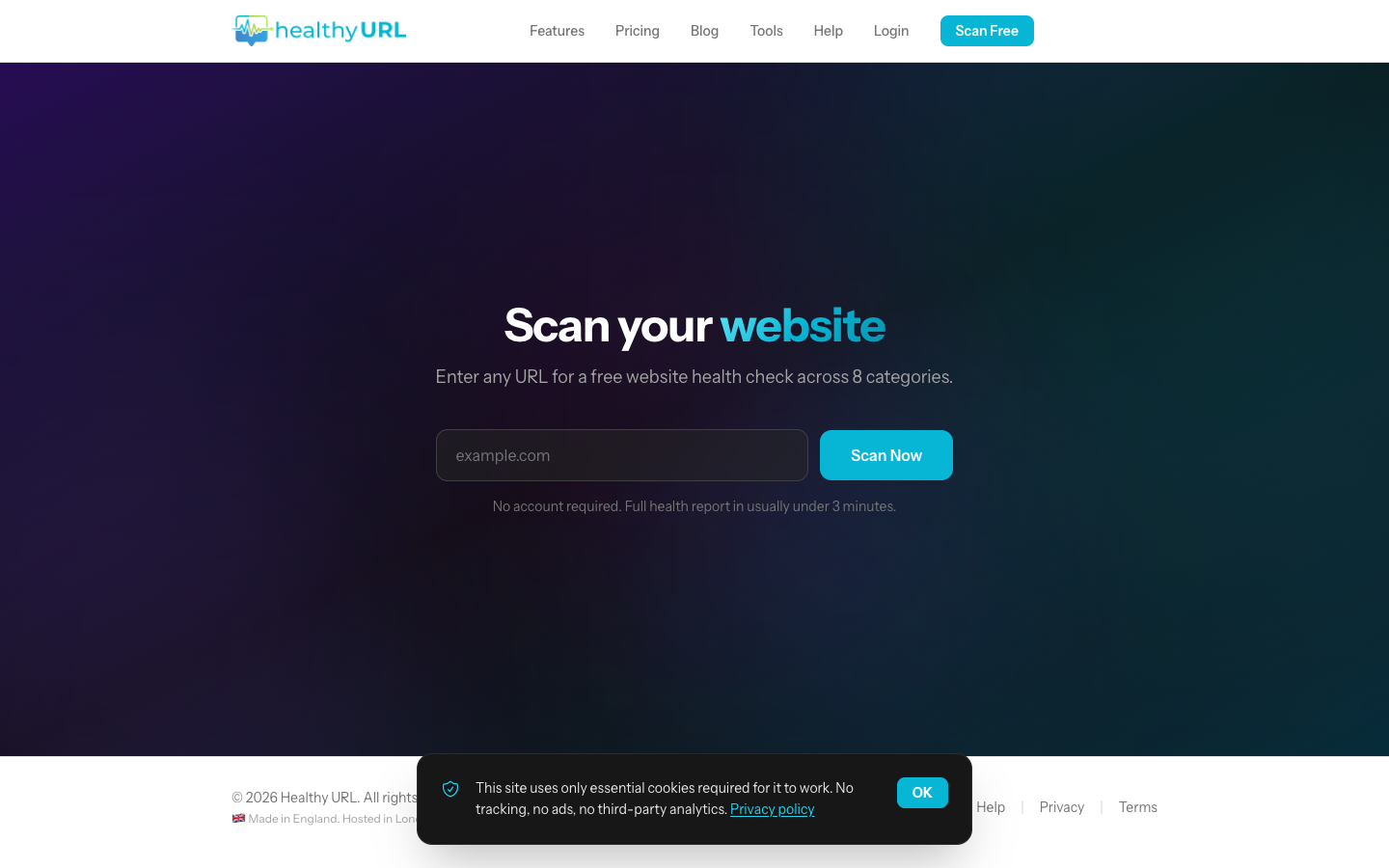 HealthyURL scan page