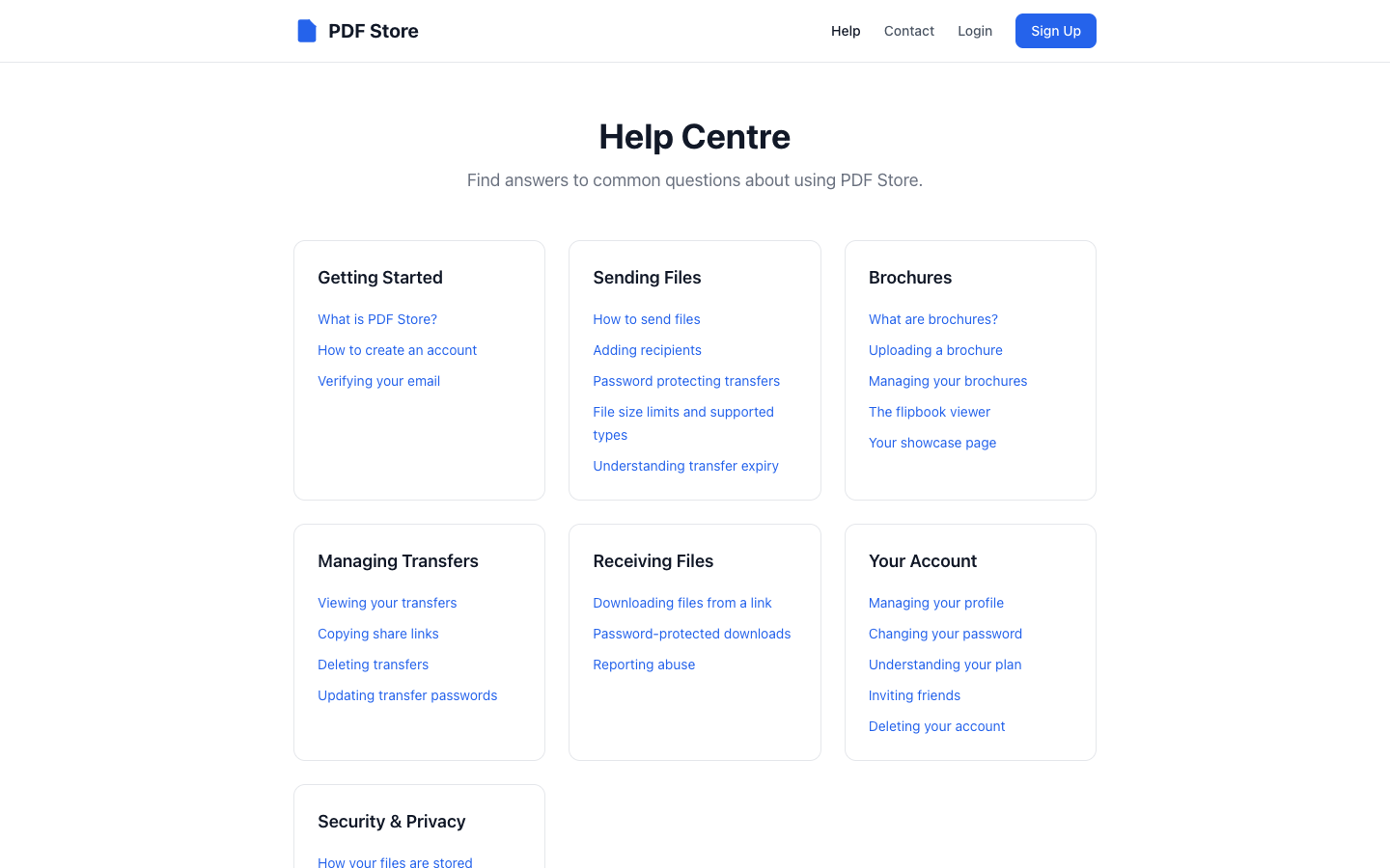 PDFStore help centre