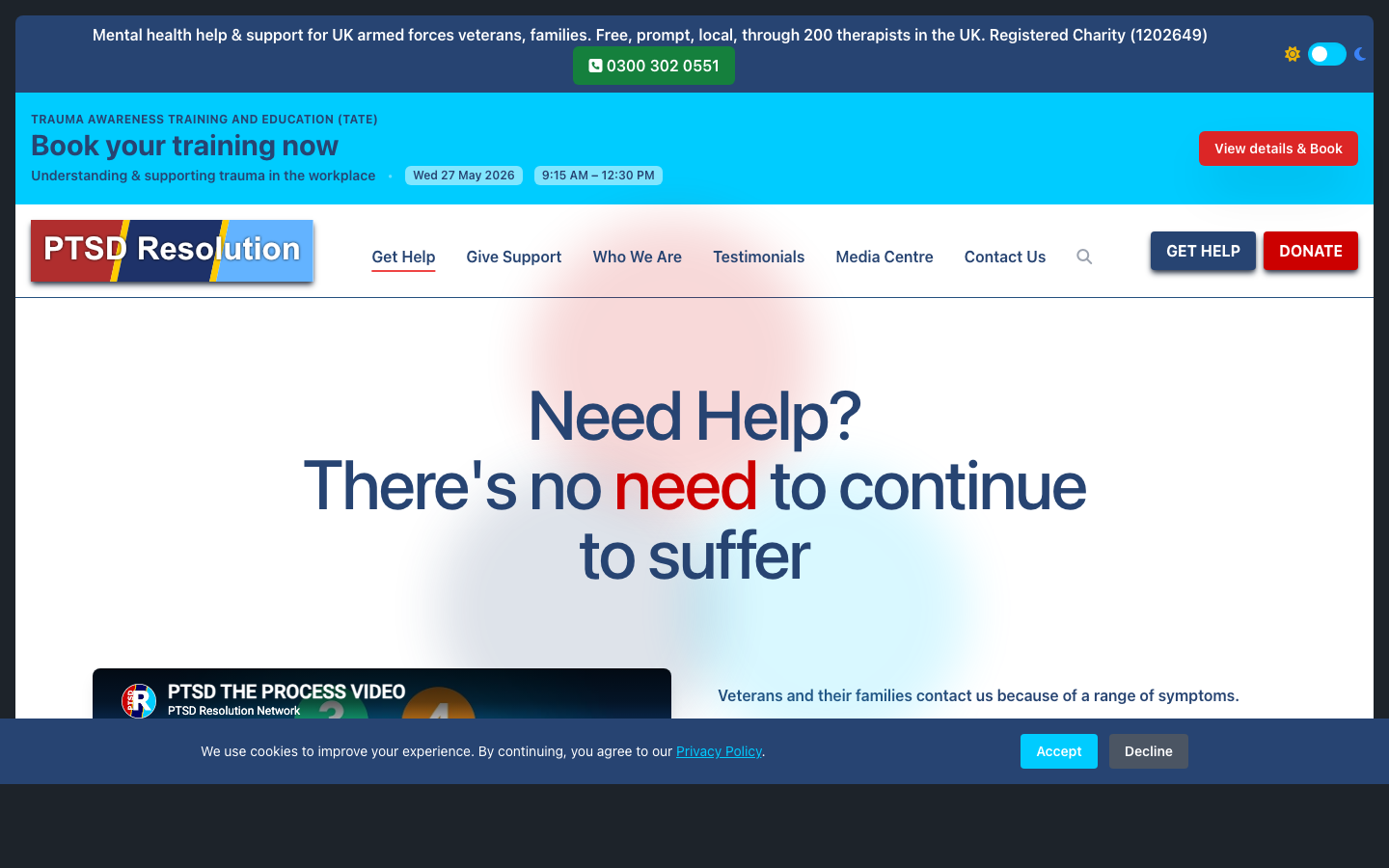 PTSD Resolution Get Help page